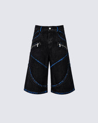 Dark American-Style Cut Studded Cropped Jeans