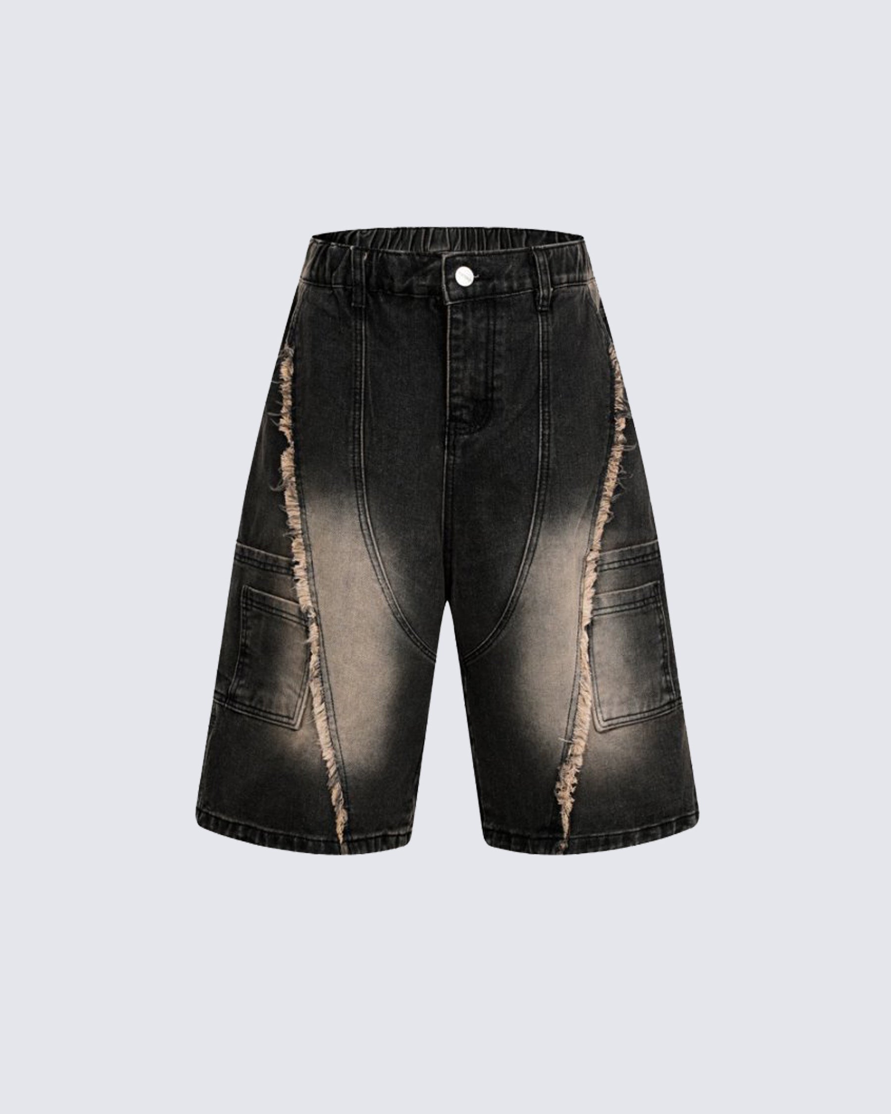 American Retro Wasteland Style Fringed Denim Shorts