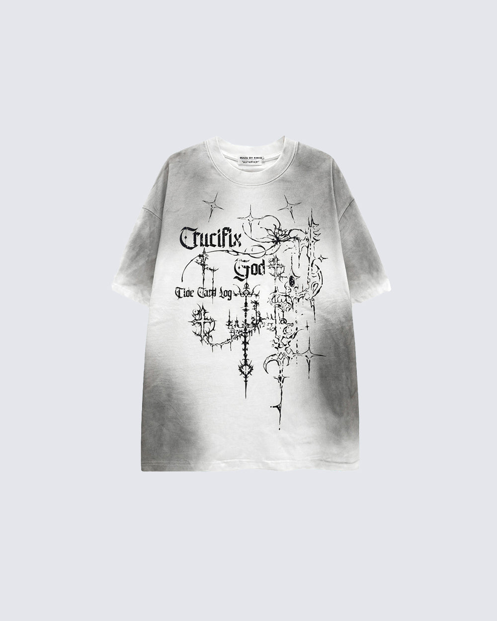 Gradient Gothic Cross Graphic Oversized T-shirt