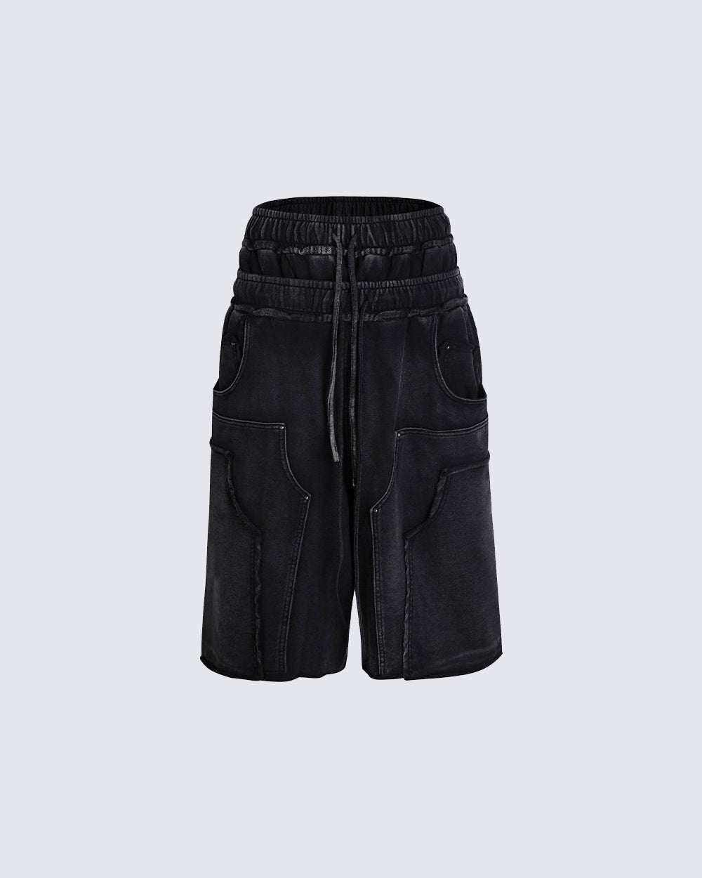 Deconstructed Washed Cropped Football Pants New