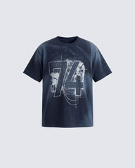 American Retro Distressed Number Print T-Shirt