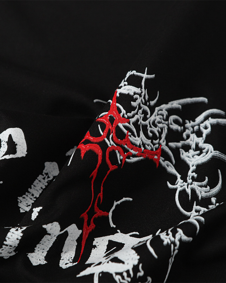 Gothic Graphic Long Sleeve Tee With Lettering
