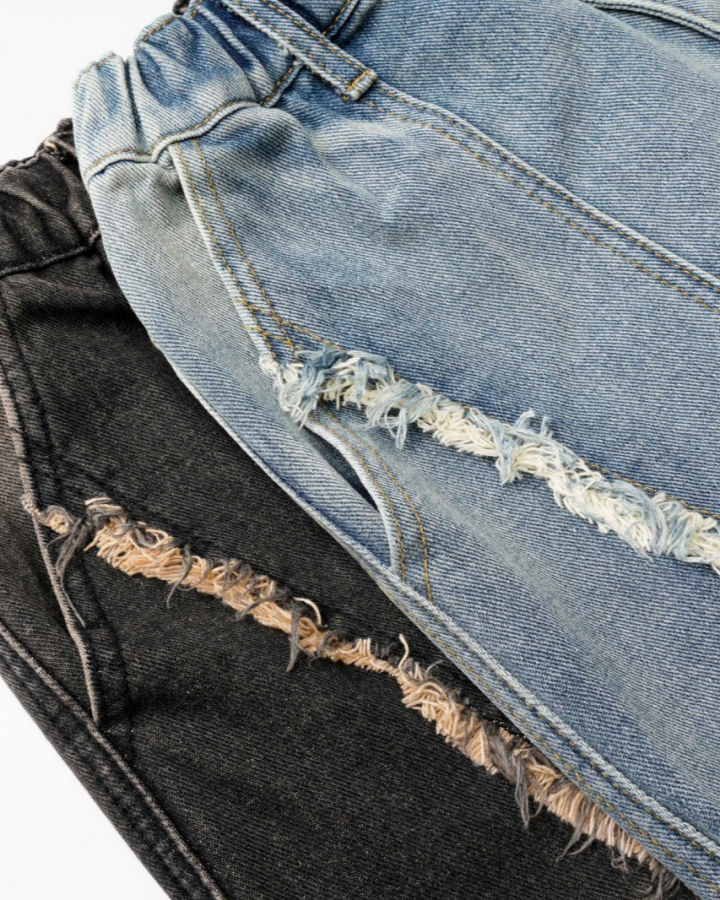 American Retro Wasteland Style Fringed Denim Shorts