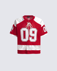 American Retro Trendy Mesh Lace-Up Printed Jersey