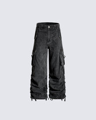 Side Drawstring Pleated Design Long Pants