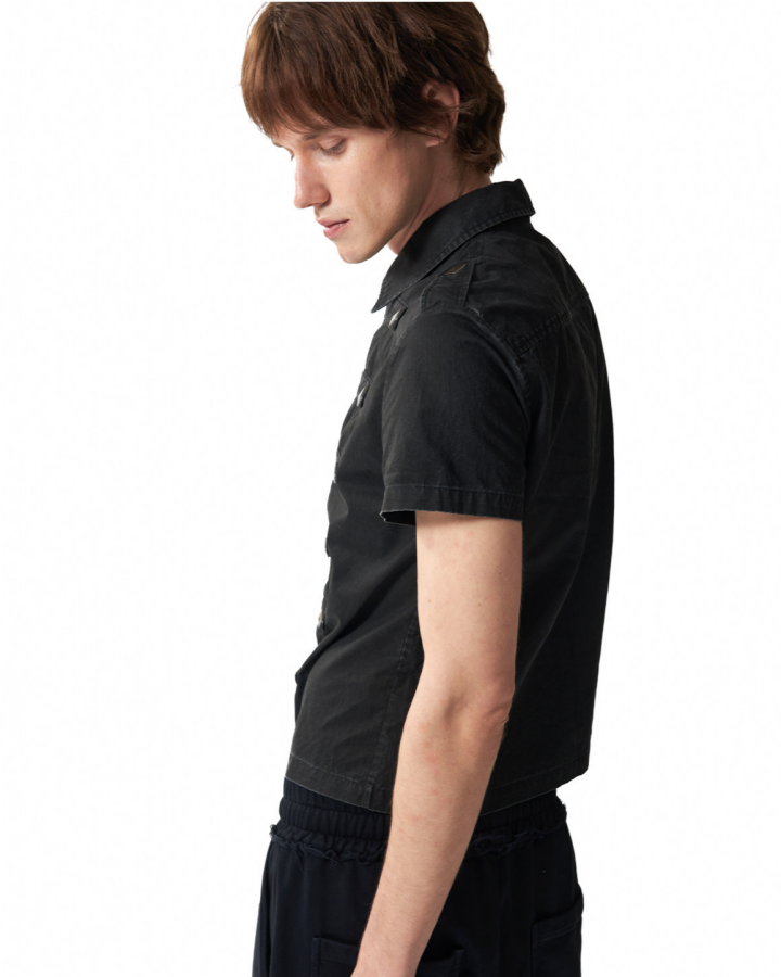 Retro Trendy Rhinestone Lapel Zipper T-Shirt