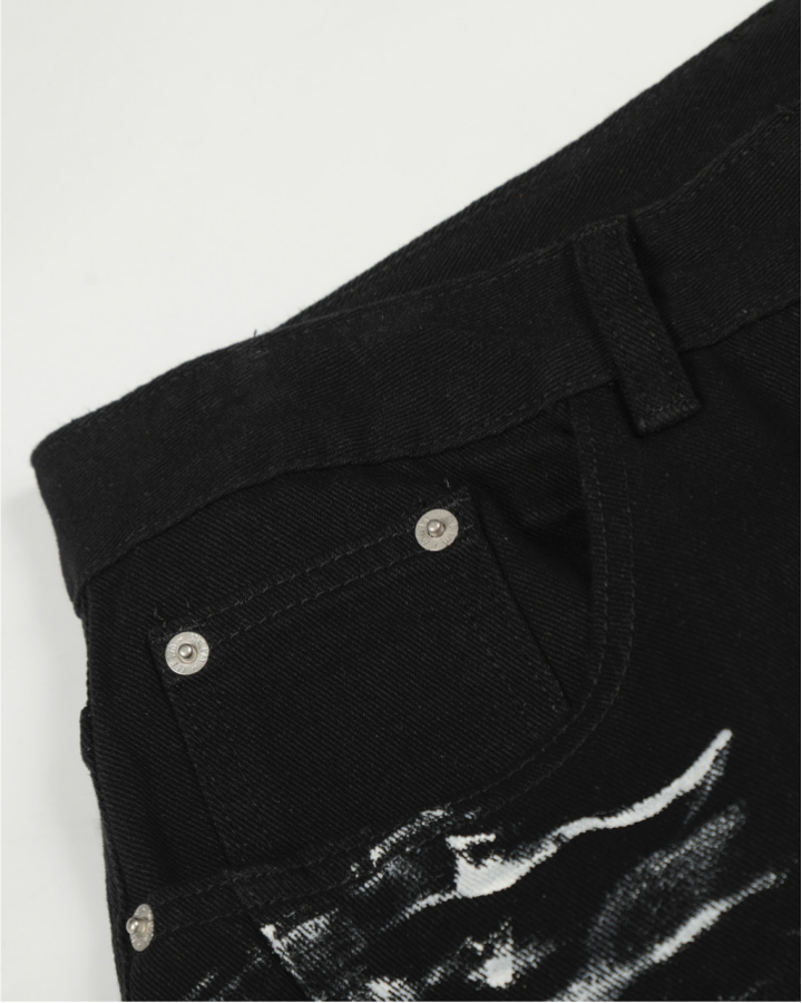 Gothic Streetwear Painted Star Wide Pants