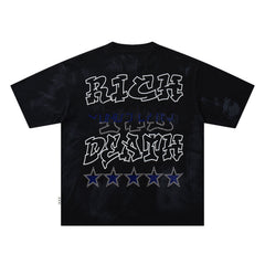 BKYS Dreadlock Skull Cash Black Washed Oversized Graphic T‑Shirt