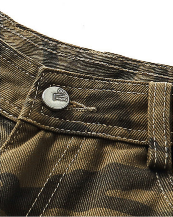 Camouflage Distressed Cargo Shorts