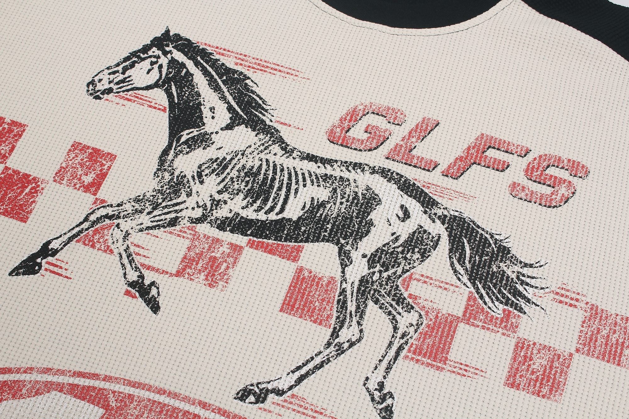 Omirad Vintage Racing Horse Waffle Long Sleeve