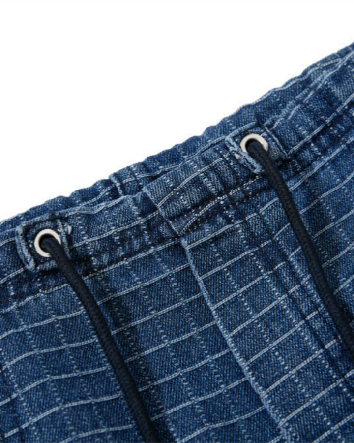 Summer Distressed Plaid Pleated Loose-Fitting Trousers
