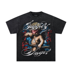 SUPPLY Angel Script Graphic Oversized Black T-Shirt