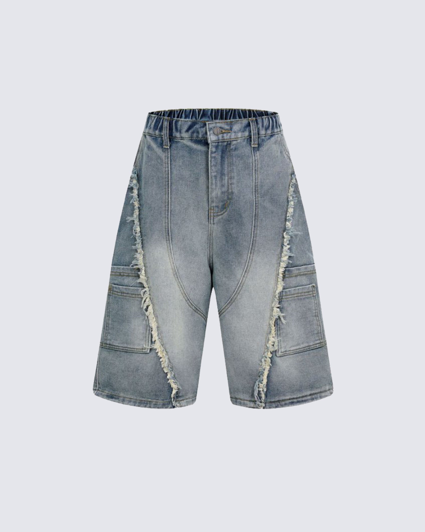 American Retro Wasteland Style Fringed Denim Shorts