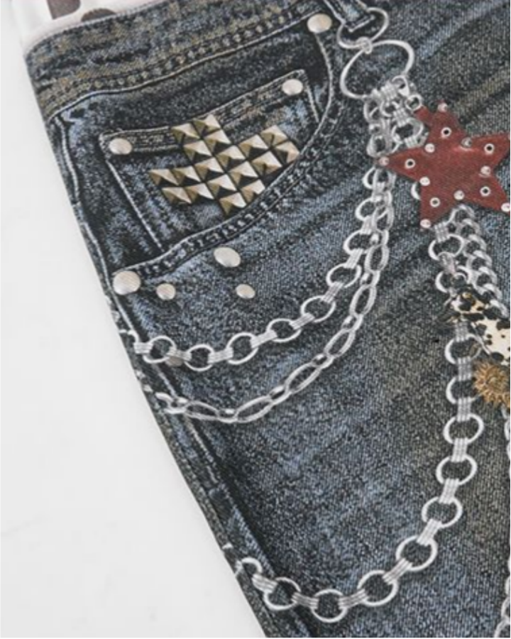 Retro Mixed Denim Polka Shorts