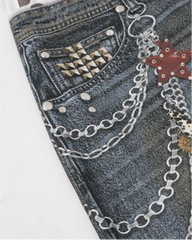 Retro Mixed Denim Polka Shorts