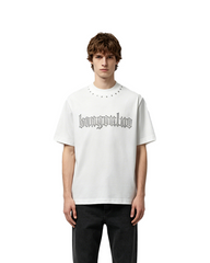 Minimal Studded Letter Print Street T-Shirt